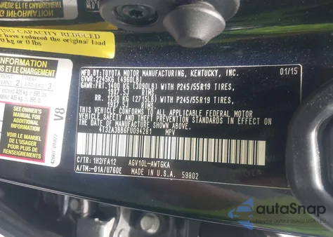 2015 Toyota Venza Le from USA, damaged, VIN 4T3ZA3BB6FU094281